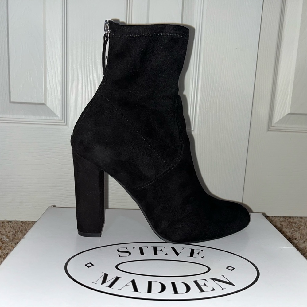 Steve Madden Black Suede Ankle Boots